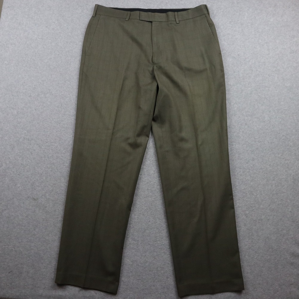 Axist Pants Mens 36x32 Dress Slacks Suit Business Formal Flat Front Brown Plaid